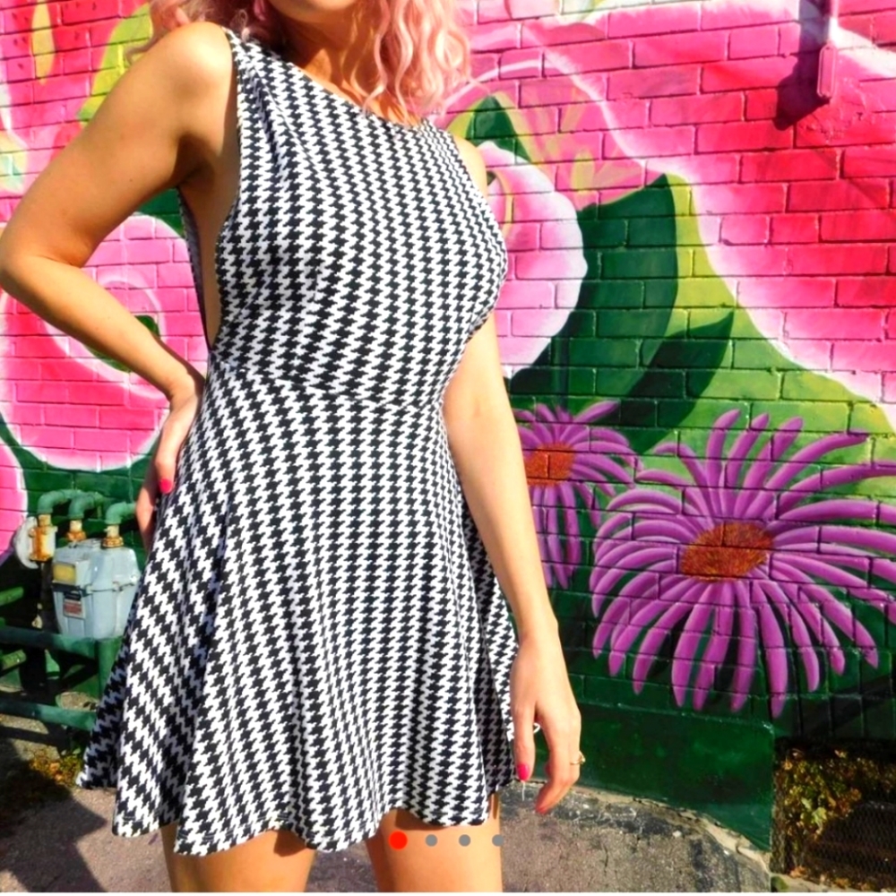 Houndstooth Babydoll Dress